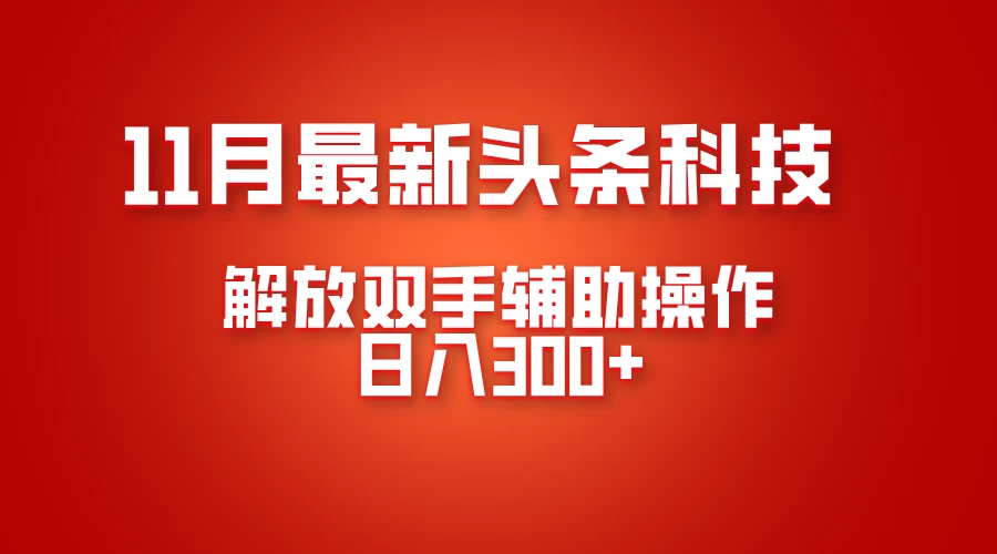 11月最新头条黑科技，解放双手辅助操作日入300+，免费分享年底吃肉 - 严选资源大全 - 严选资源大全