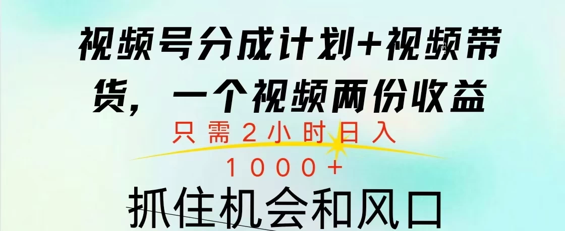 视频号橱窗带货， 10分钟一个视频， 2份收益，日入1000+ - 严选资源大全 - 严选资源大全