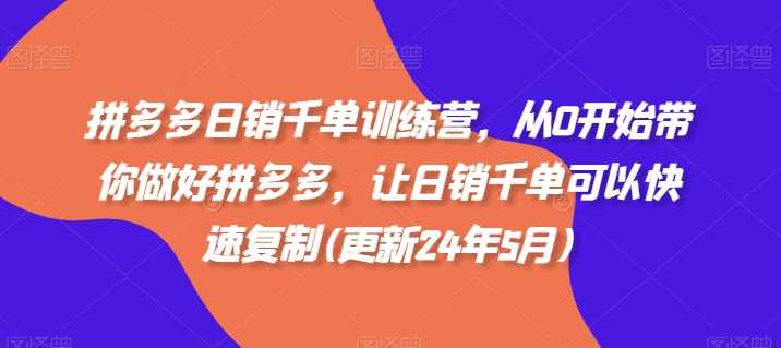 拼多多日销千单训练营，从0开始带你做好拼多多，让日销千单可以快速复制(更新24年11月) - 严选资源大全 - 严选资源大全