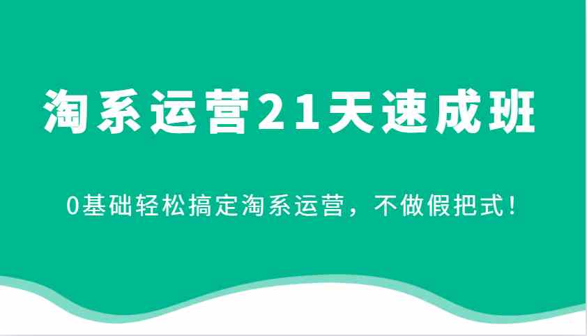 淘系运营21天速成班，0基础轻松搞定淘系运营，不做假把式！ - 严选资源大全 - 严选资源大全