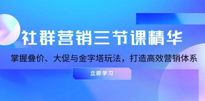 （13431期）社群营销三节课精华：掌握叠价、大促与金字塔玩法，打造高效营销体系 - 严选资源大全 - 严选资源大全