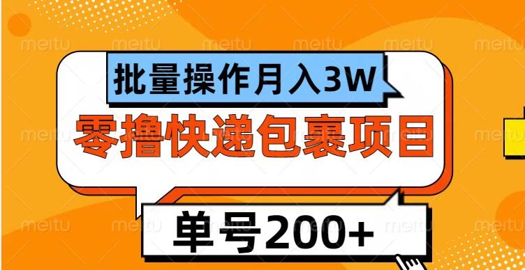 单号日撸200+，零撸快递包裹项目，批量操作月入3W+ - 严选资源大全 - 严选资源大全