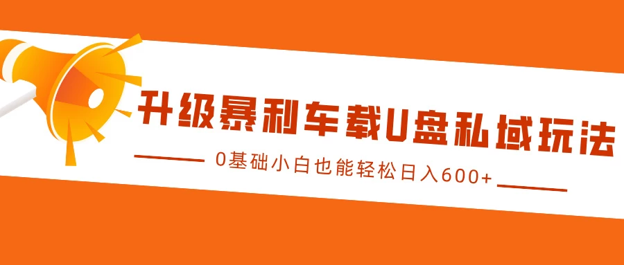 升级暴利车载U盘私域玩法，0基础小白也能轻松日入600+ - 严选资源大全 - 严选资源大全