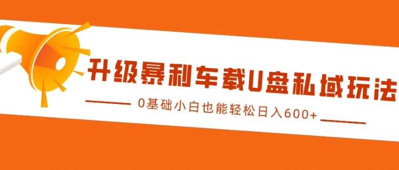 升级暴利车载U盘私域玩法，0基础小白也能轻松日入多张【揭秘】 - 严选资源大全 - 严选资源大全