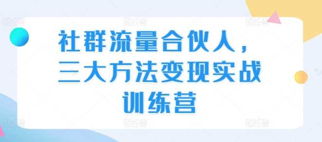 社群流量合伙人，三大方法变现实战训练营 - 严选资源大全 - 严选资源大全