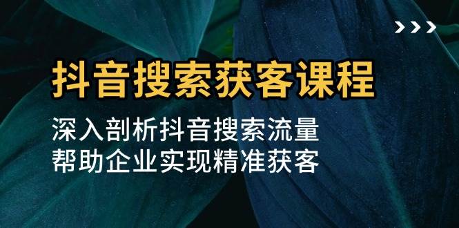 （13465期）抖音搜索获客课程：深入剖析抖音搜索流量，帮助企业实现精准获客 - 严选资源大全 - 严选资源大全