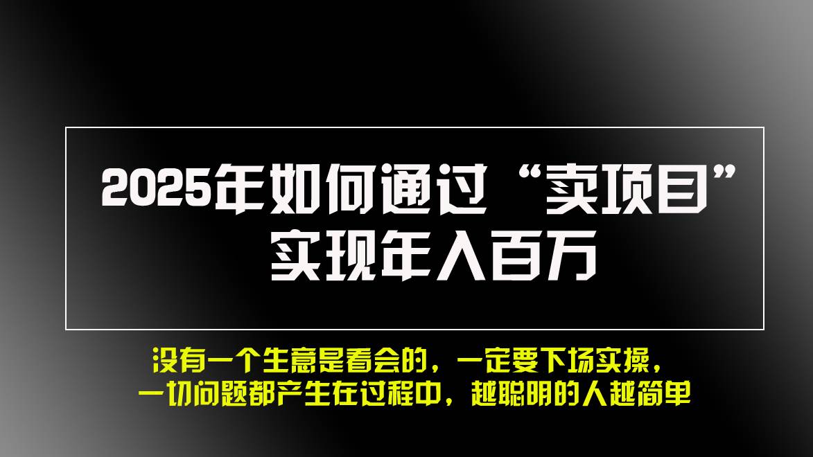 （13468期）2025年如何通过“卖项目”实现年入百万，做网赚必看！！ - 严选资源大全 - 严选资源大全