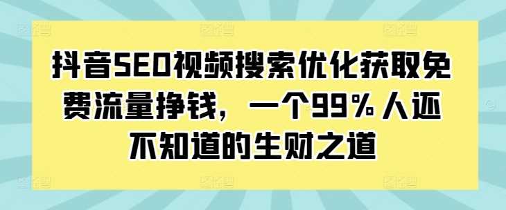 抖音SEO视频搜索优化获取免费流量挣钱，一个99%人还不知道的生财之道 - 严选资源大全 - 严选资源大全