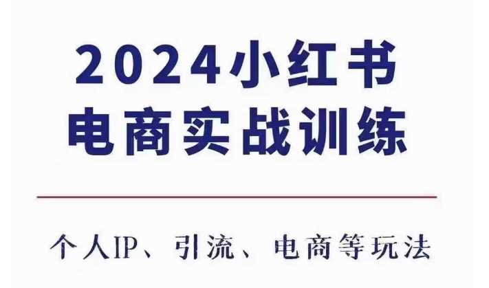 2024小红书电商3.0实战训练，包含个人IP、引流、电商等玩法 - 严选资源大全 - 严选资源大全