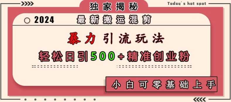 最新搬运混剪暴力引流玩法，轻松日引500+精准创业粉，小白可零基础上手 - 严选资源大全 - 严选资源大全