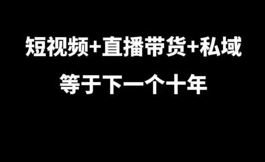 短视频+直播带货+私域等于下一个十年，大佬7年实战经验总结 - 严选资源大全 - 严选资源大全