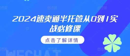 2024速卖通半托管从0到1实战必修课，掌握通投广告打法、熟悉速卖通半托管的政策细节 - 严选资源大全 - 严选资源大全