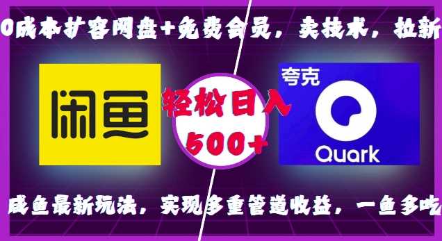 0成本扩容网盘+免费会员，卖技术，拉新，咸鱼最新玩法，实现多重管道收益，一鱼多吃，轻松日入500+ - 严选资源大全 - 严选资源大全