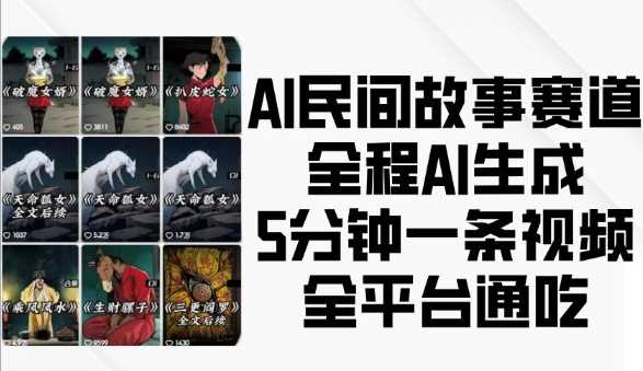 AI民间故事赛道，全程AI生成5分钟一条视频，全平台通吃 - 严选资源大全 - 严选资源大全