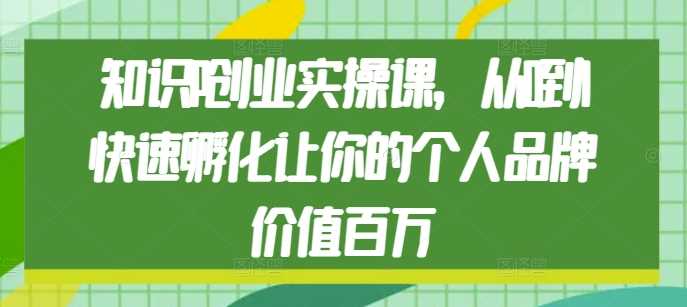 知识IP创业实操课，从0到1快速孵化让你的个人品牌价值百万 - 严选资源大全 - 严选资源大全