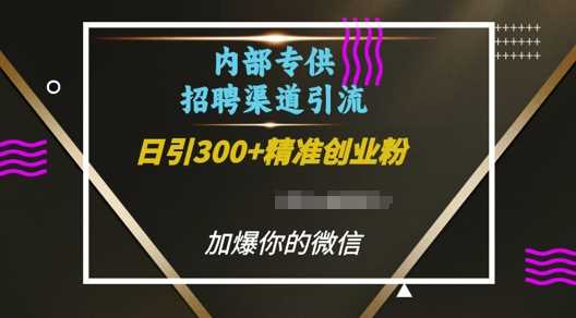 内部招聘渠道日引流300+创业粉，加爆你的微信【揭秘】 - 严选资源大全 - 严选资源大全