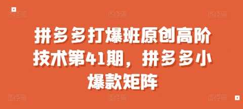 拼多多打爆班原创高阶技术第41期，拼多多小爆款矩阵 - 严选资源大全 - 严选资源大全