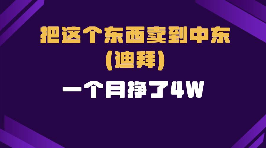 （13740期）跨境电商一个人在家把货卖到迪拜，暴力项目拆解 - 严选资源大全 - 严选资源大全