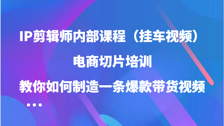 IP剪辑师内部课程（挂车视频），电商切片培训，教你如何制造一条爆款带货视频（更新） - 严选资源大全 - 严选资源大全