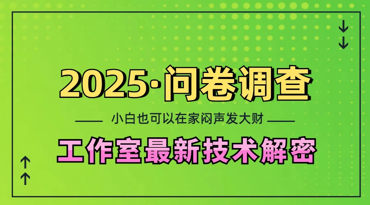 2025《问卷调查》最新工作室技术解密：一个人在家也可以闷声发大财，小白一天200+，可矩阵放大 - 严选资源大全 - 严选资源大全