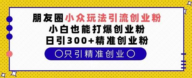 朋友圈小众玩法引流创业粉，小白也能打爆创业粉，日引300+精准创业粉【揭秘】 - 严选资源大全 - 严选资源大全