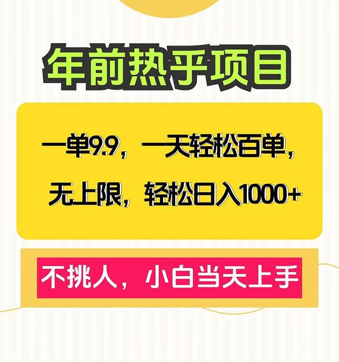 （13795期）一单9.9，一天百单无上限，不挑人，小白当天上手，轻松日入1000+ - 严选资源大全 - 严选资源大全