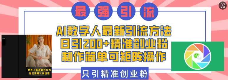 AI数字人最新引流方法，日引200+精准创业粉，制作简单可矩阵操作 - 严选资源大全 - 严选资源大全