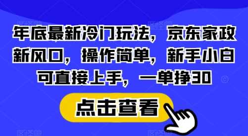 年底最新冷门玩法，京东家政新风口，操作简单，新手小白可直接上手，一单挣30【揭秘】 - 严选资源大全 - 严选资源大全