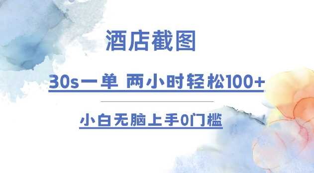 酒店截图 30s一单  2小时轻松100+ 小白无脑上手0门槛【仅揭秘】 - 严选资源大全 - 严选资源大全