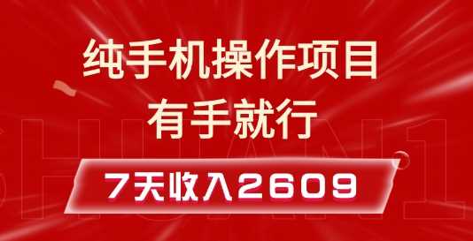 纯手机操作的小项目，有手就能做，7天收入2609+实操教程【揭秘】 - 严选资源大全 - 严选资源大全