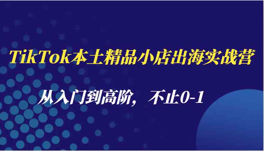 TikTok本土精品小店出海实战营，从入门到高阶，不止0-1 - 严选资源大全 - 严选资源大全