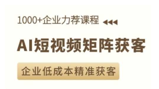 AI短视频矩阵获客实操课，企业低成本精准获客 - 严选资源大全 - 严选资源大全