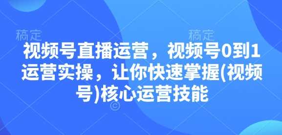 视频号直播运营，视频号0到1运营实操，让你快速掌握(视频号)核心运营技能 - 严选资源大全 - 严选资源大全