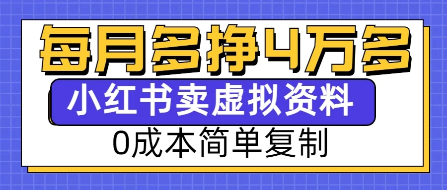 0成本简单复制，每个月多赚4W，小红书虚拟资料项目 - 严选资源大全 - 严选资源大全