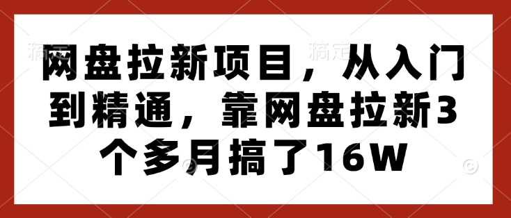 网盘拉新项目，从入门到精通，靠网盘拉新3个多月搞了16W - 严选资源大全 - 严选资源大全