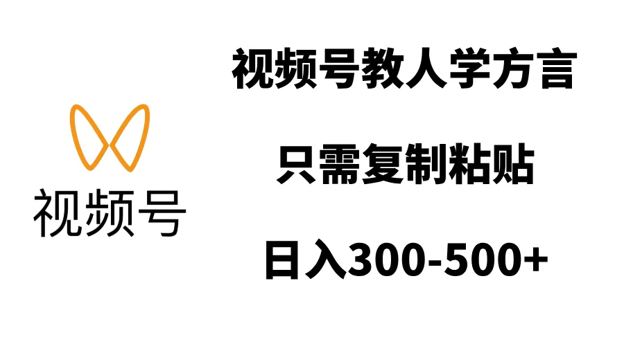 视频号教人学方言，只需复制粘贴，日入300-500+ - 严选资源大全 - 严选资源大全