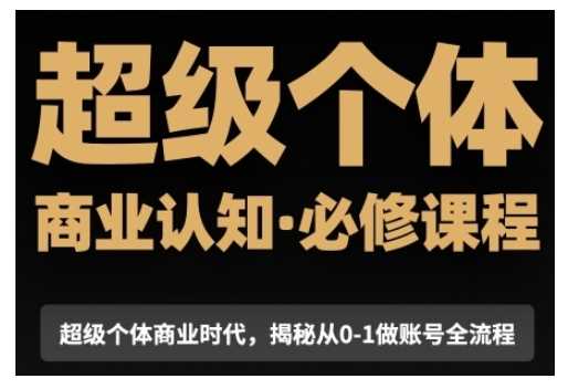 超级个体商业认知觉醒视频课，商业认知·必修课程揭秘从0-1账号全流程 - 严选资源大全 - 严选资源大全