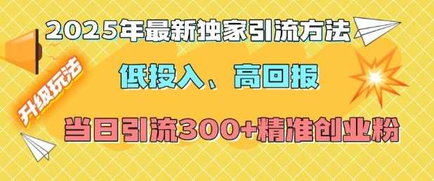 2025年最新独家引流方法，低投入高回报？当日引流300+精准创业粉 - 严选资源大全 - 严选资源大全