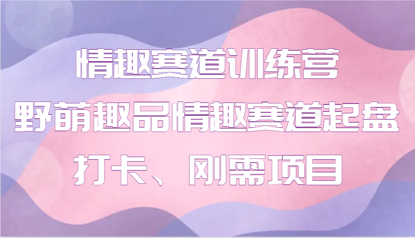 情趣赛道训练营 野萌趣品情趣赛道起盘打卡、刚需项目 - 严选资源大全 - 严选资源大全