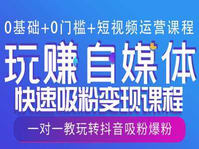 0基础+0门槛+短视频运营课程，玩赚自媒体快速吸粉变现课程，一对一教玩转抖音吸粉爆粉 - 严选资源大全 - 严选资源大全