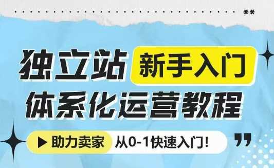 独立站新手入门体系化运营教程，助力独立站卖家从0-1快速入门! - 严选资源大全 - 严选资源大全