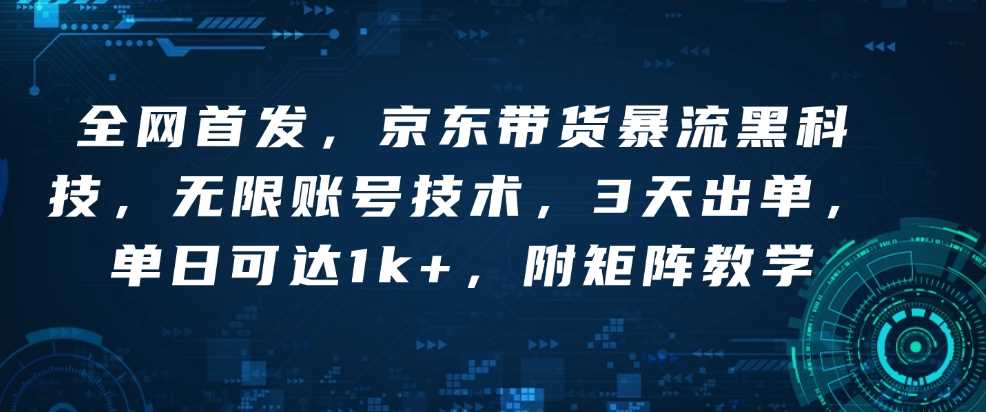 全网首发，京东带货暴流黑科技，无限账号技术，3天出单，单日可达1k+，附矩阵教学【揭秘】 - 严选资源大全 - 严选资源大全