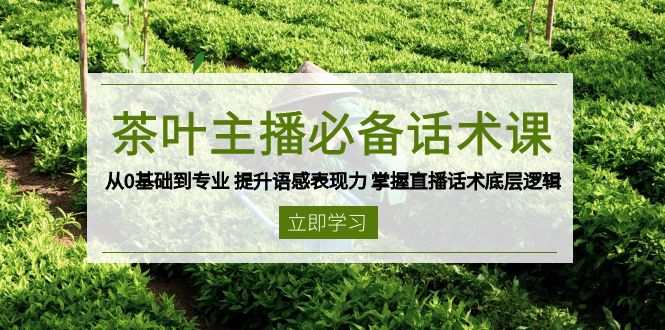 茶叶 主播必备话术课 从0基础到专业 提升语感表现力 掌握直播话术底层逻辑 - 严选资源大全 - 严选资源大全