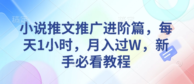 小说推文推广进阶篇，每天1小时，月入过W，新手必看教程 - 严选资源大全 - 严选资源大全