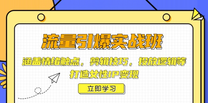 流量引爆实战班，涵盖情绪触点，剪辑技巧，投放逻辑等，打造女性IP变现 - 严选资源大全 - 严选资源大全