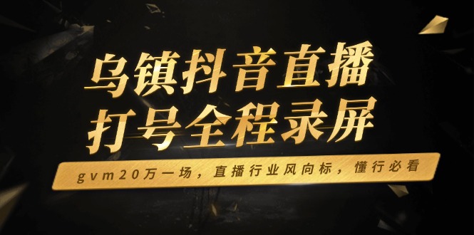 乌镇抖音直播打号全程录屏，gvm20万一场，直播行业风向标，懂行必看 - 严选资源大全 - 严选资源大全