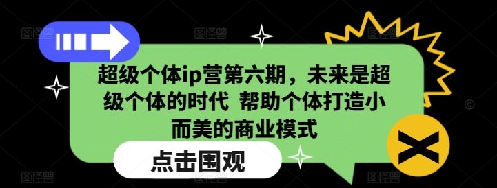 超级个体ip营第六期，未来是超级个体的时代  帮助个体打造小而美的商业模式 - 严选资源大全 - 严选资源大全