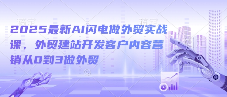 2025最新AI闪电做外贸实战课，外贸建站开发客户内容营销从0到3做外贸 - 严选资源大全 - 严选资源大全