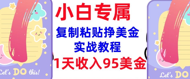 复制粘贴挣美金，0门槛，1天收入95美刀，3分钟学会，内部教程(首次公开) - 严选资源大全 - 严选资源大全