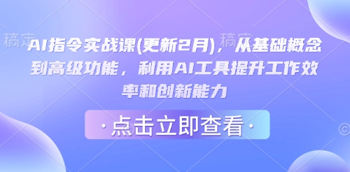 AI指令实战课(更新2月)，从基础概念到高级功能，利用AI工具提升工作效率和创新能力 - 严选资源大全 - 严选资源大全